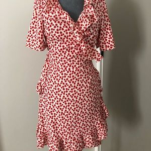 Topshop Red Floral Wrap Dress